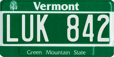 VT license plate LUK842