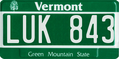 VT license plate LUK843