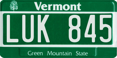VT license plate LUK845