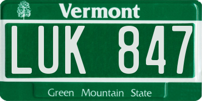 VT license plate LUK847