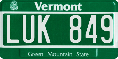 VT license plate LUK849