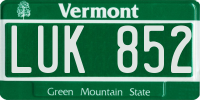 VT license plate LUK852