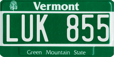 VT license plate LUK855