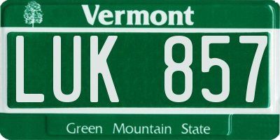 VT license plate LUK857