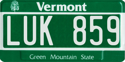 VT license plate LUK859