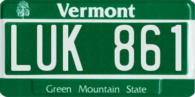 VT license plate LUK861