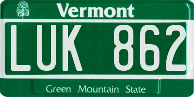 VT license plate LUK862