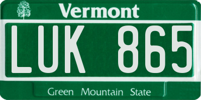 VT license plate LUK865