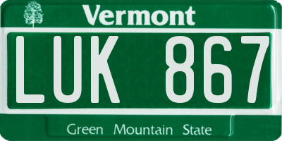 VT license plate LUK867
