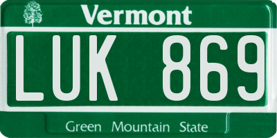 VT license plate LUK869