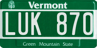 VT license plate LUK870