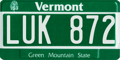 VT license plate LUK872