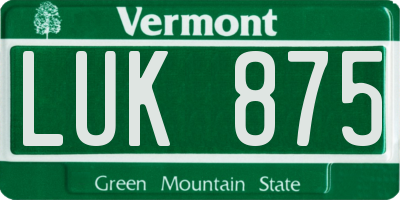 VT license plate LUK875