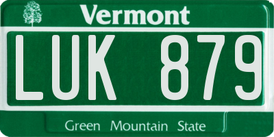 VT license plate LUK879