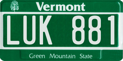VT license plate LUK881