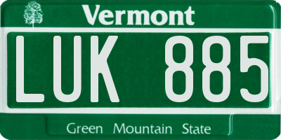 VT license plate LUK885