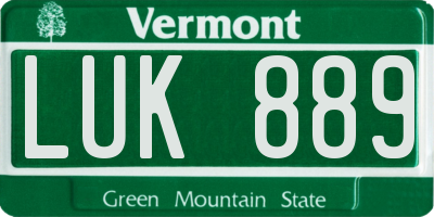 VT license plate LUK889