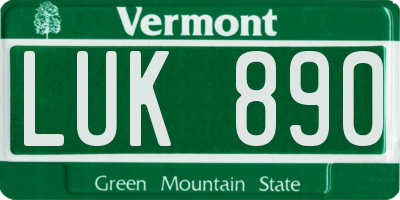 VT license plate LUK890