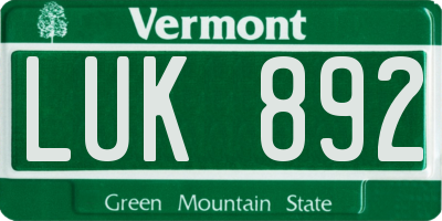 VT license plate LUK892
