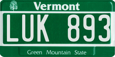 VT license plate LUK893