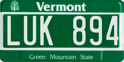 VT license plate LUK894