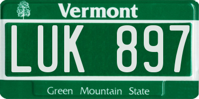 VT license plate LUK897