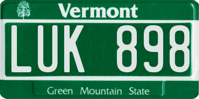 VT license plate LUK898