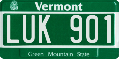 VT license plate LUK901