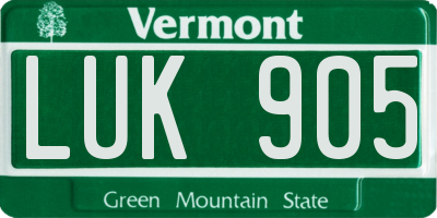 VT license plate LUK905