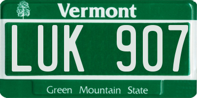 VT license plate LUK907