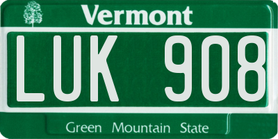 VT license plate LUK908