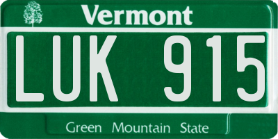 VT license plate LUK915