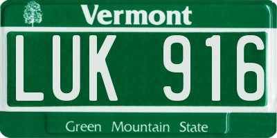VT license plate LUK916