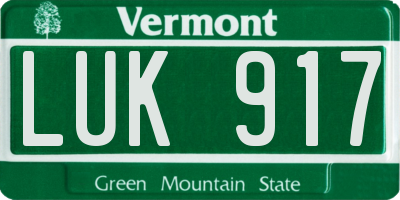 VT license plate LUK917
