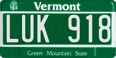 VT license plate LUK918