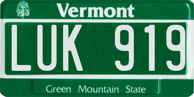 VT license plate LUK919