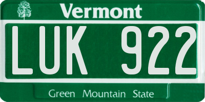 VT license plate LUK922