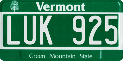 VT license plate LUK925