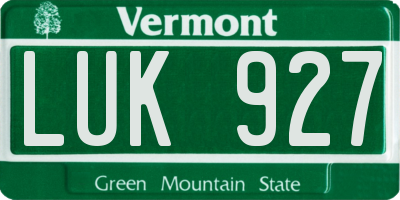 VT license plate LUK927