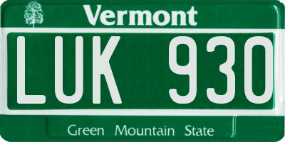 VT license plate LUK930