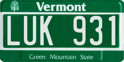 VT license plate LUK931