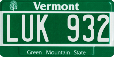 VT license plate LUK932