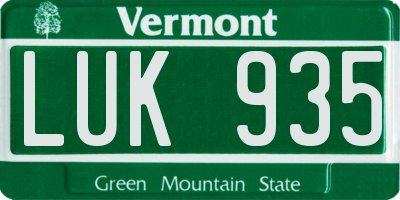 VT license plate LUK935