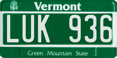 VT license plate LUK936