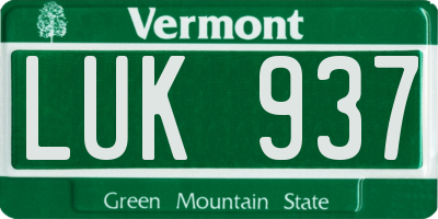 VT license plate LUK937