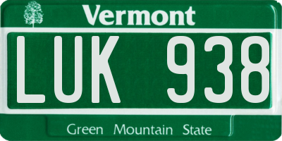 VT license plate LUK938