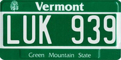VT license plate LUK939