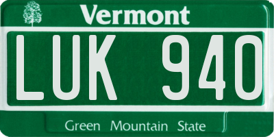VT license plate LUK940