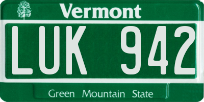 VT license plate LUK942