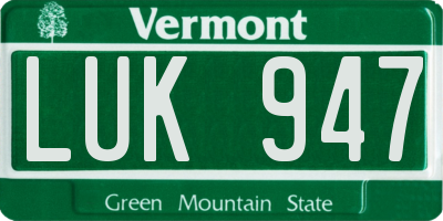 VT license plate LUK947